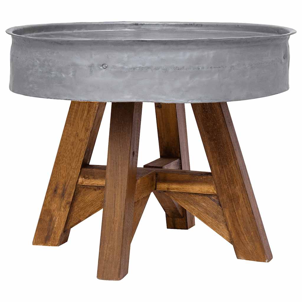 244511 vidaXL Coffee Table Mixed Recycled Wood 60x45 cm Silver
