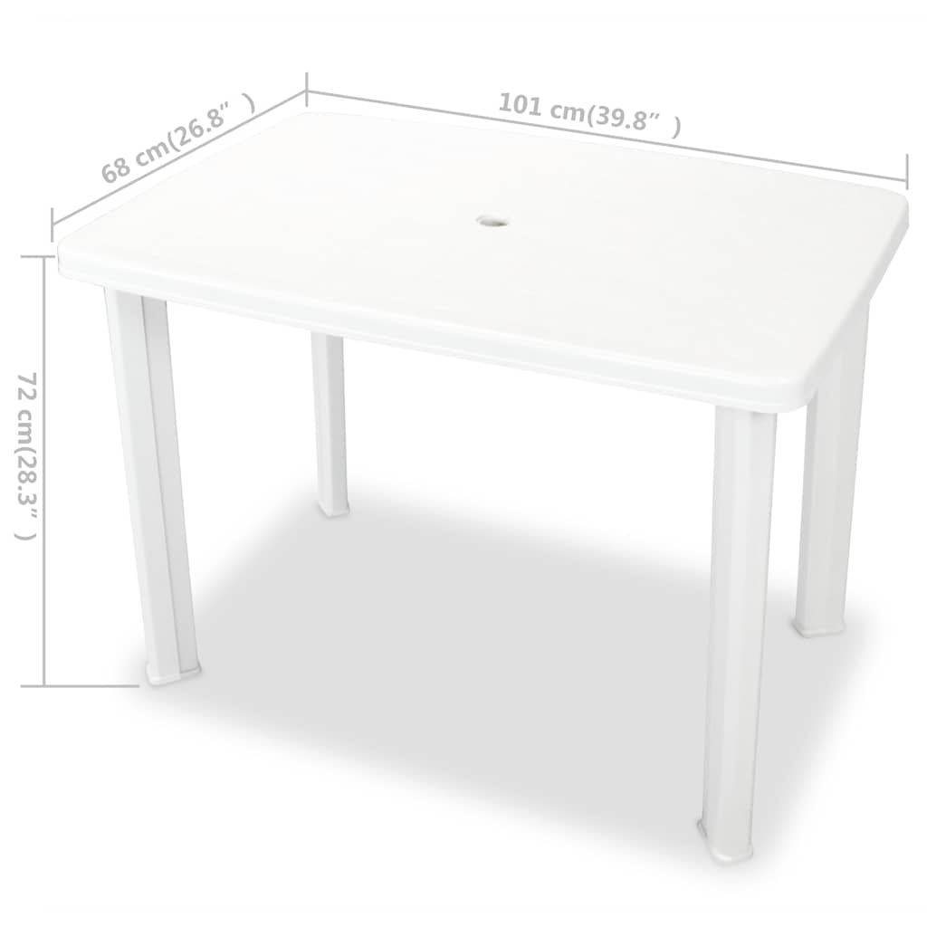 43592 vidaXL Garden Table White 101x68x72 cm Plastic