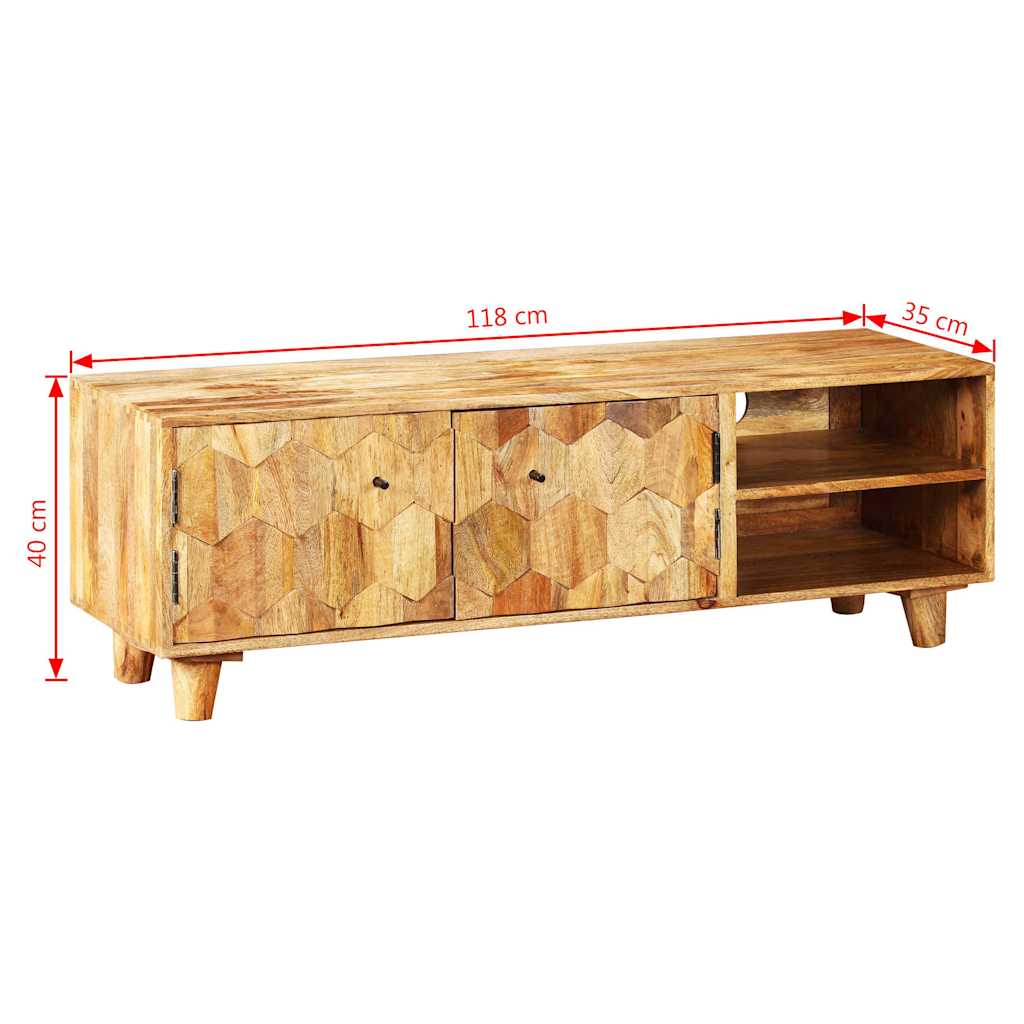 TV Cabinet | Natural Mango Wood | Solid Mango Wood | 118 x 35 x 40 cm