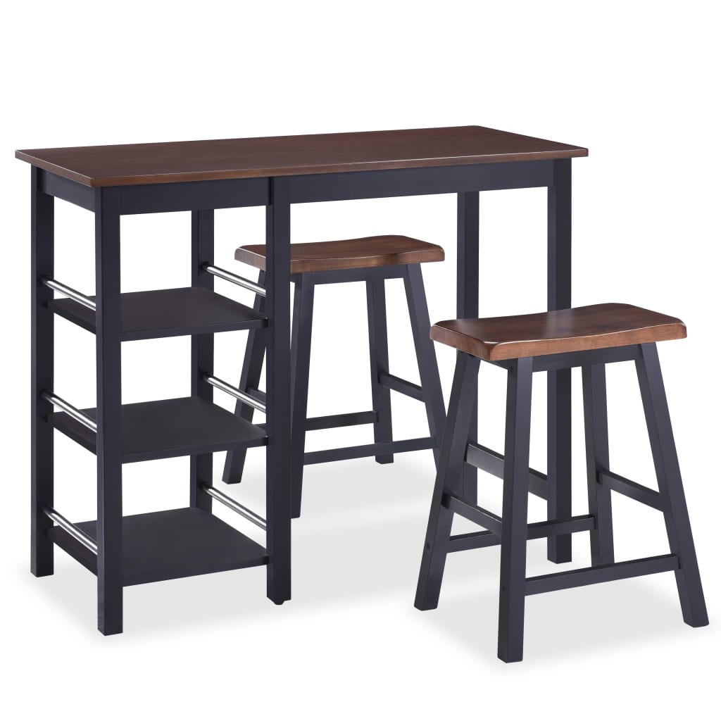 vidaXL Bar Set 3 Pieces MDF Black