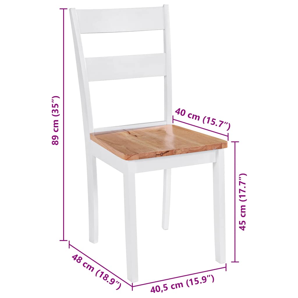 Dining Chairs 4 pcs White Solid Rubber Wood