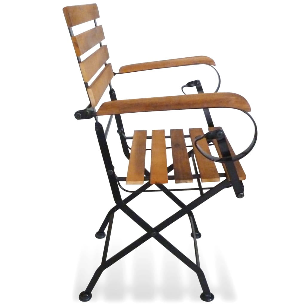 Folding Garden Chairs 2 pcs Steel and Solid Acacia Wood
