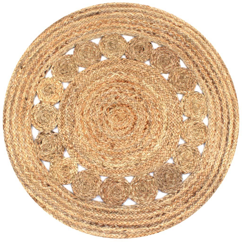 vidaXL Area Rug Braided Design Jute 90 cm Round