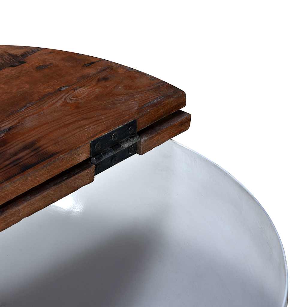 245256 vidaXL Coffee Table Set 2 Pieces Solid Reclaimed Wood White Bowl Shape