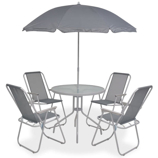 vidaXL 6 Piece Outdoor Dining Set Steel and Textilene Grey