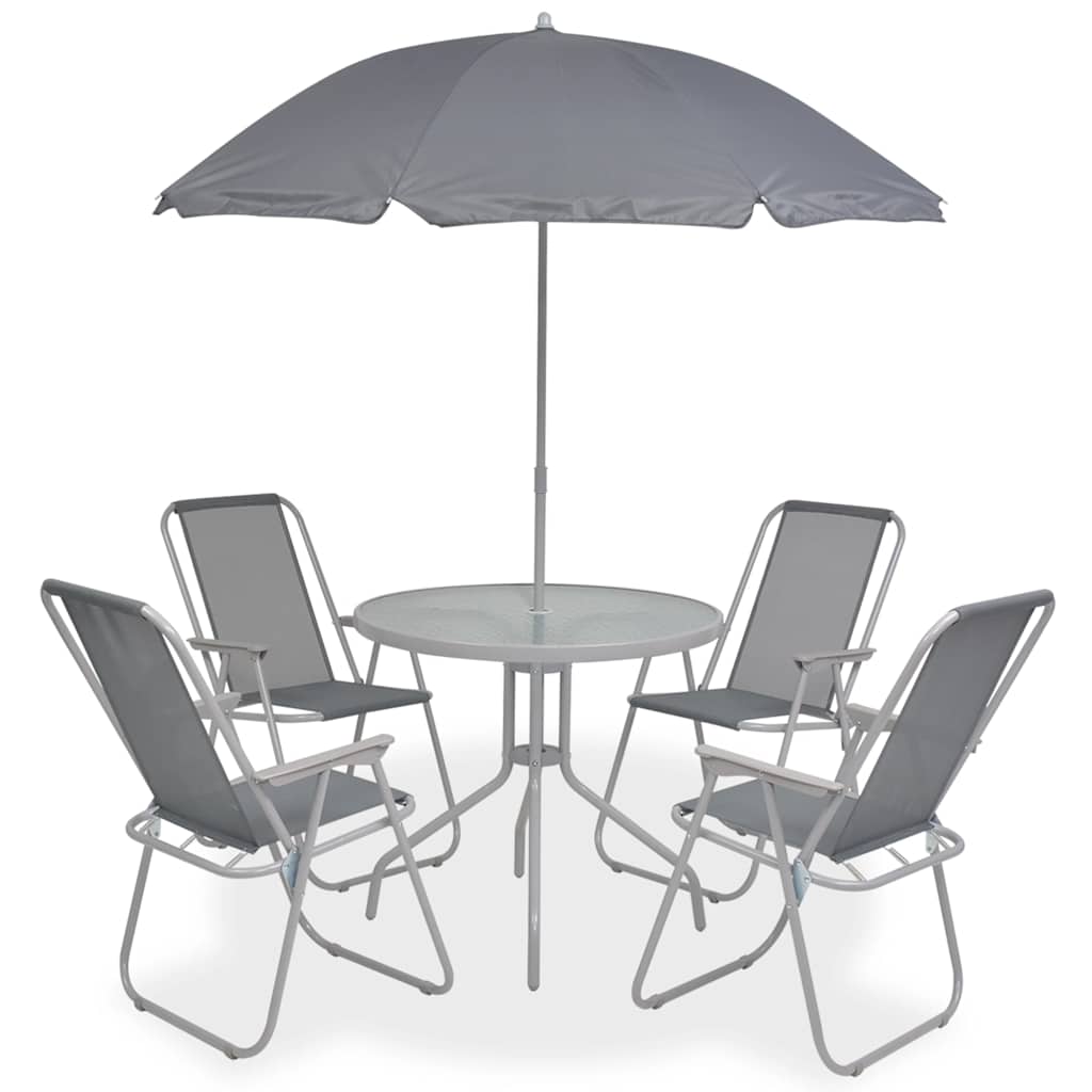 43785 vidaXL 6 Piece Outdoor Dining Set Steel and Textilene Grey