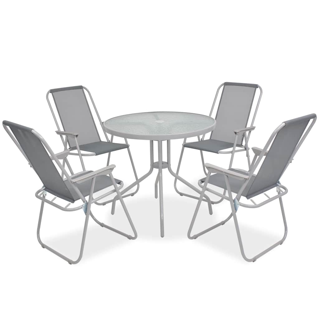 43785 vidaXL 6 Piece Outdoor Dining Set Steel and Textilene Grey