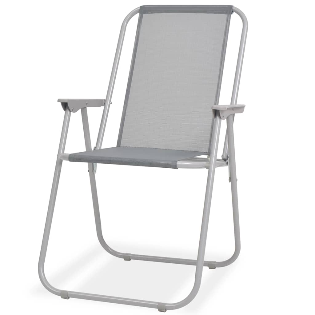 43785 vidaXL 6 Piece Outdoor Dining Set Steel and Textilene Grey