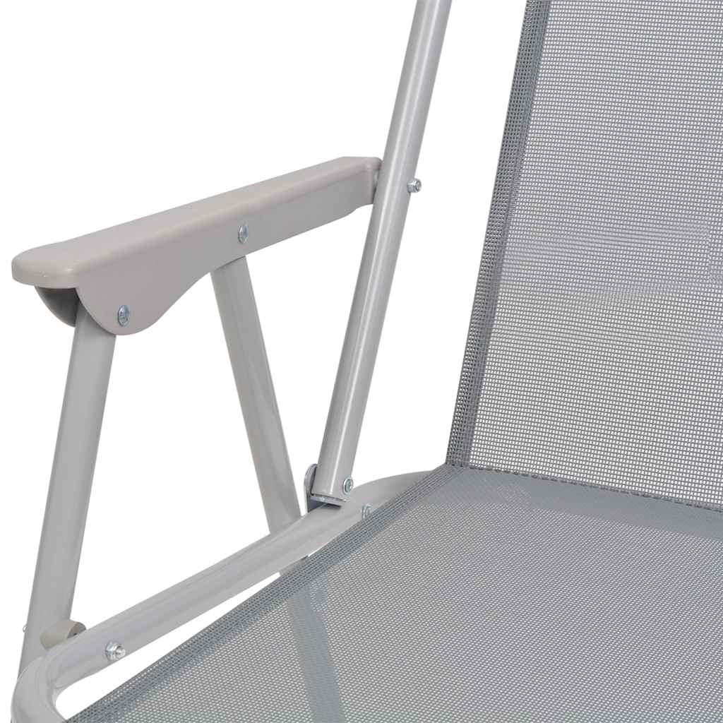 43785 vidaXL 6 Piece Outdoor Dining Set Steel and Textilene Grey