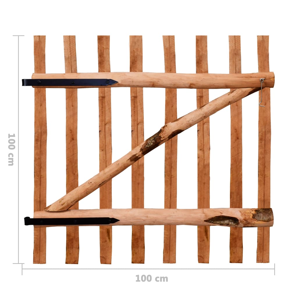 vidaXL Single Fence Gate Impregnated Hazel Wood 100x100 cm