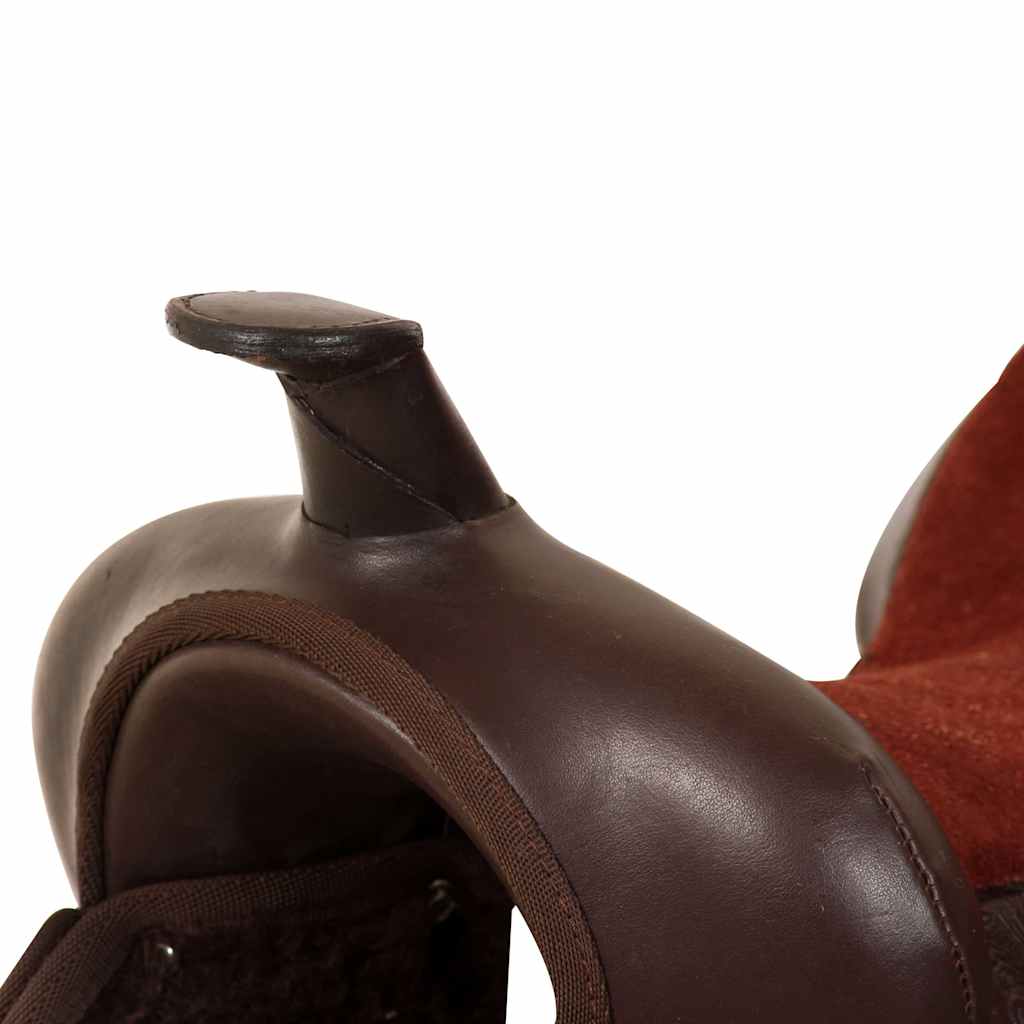 91347 vidaXL Western Saddle, Headstall&Breast Collar Real Leather 15" Brown