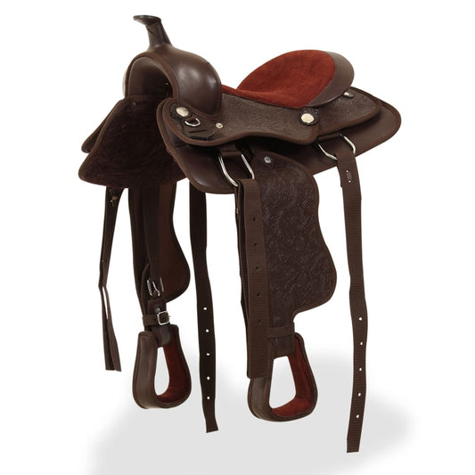 Western Horse Saddle | Brown | Real leather, synthetic leather, nylon