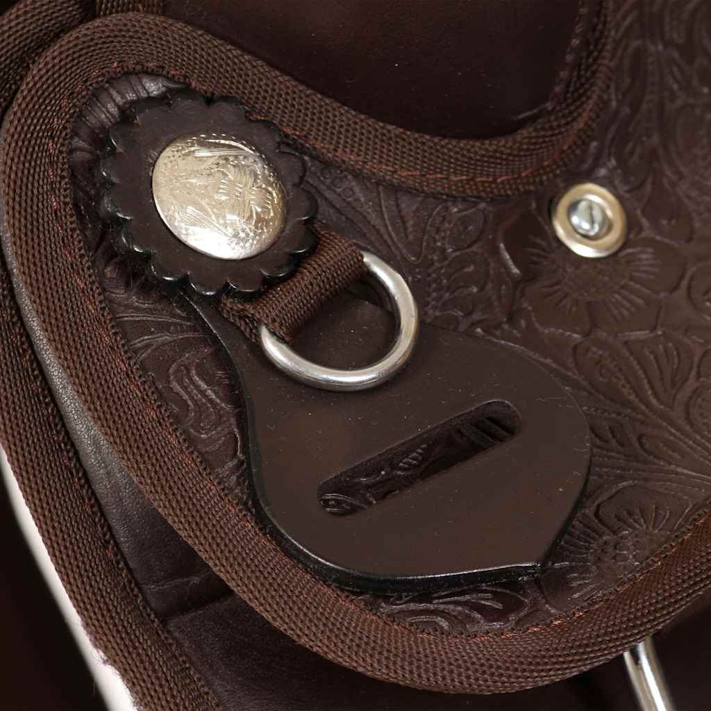 91351 vidaXL Western Saddle, Headstall&Breast Collar Real Leather 13" Brown