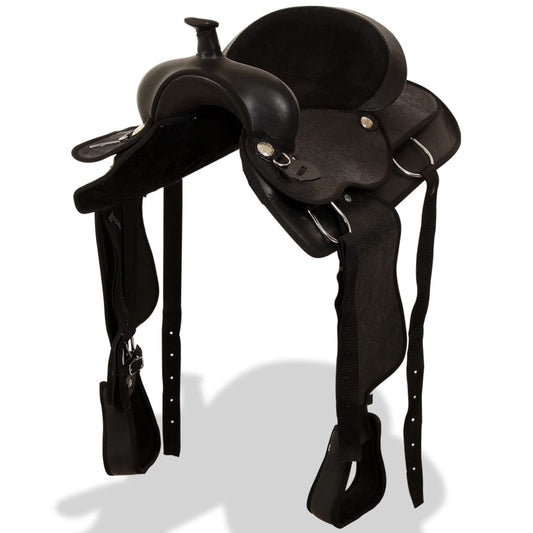 Western Horse Saddle | Black | Real Leather | 16" | Sturdy