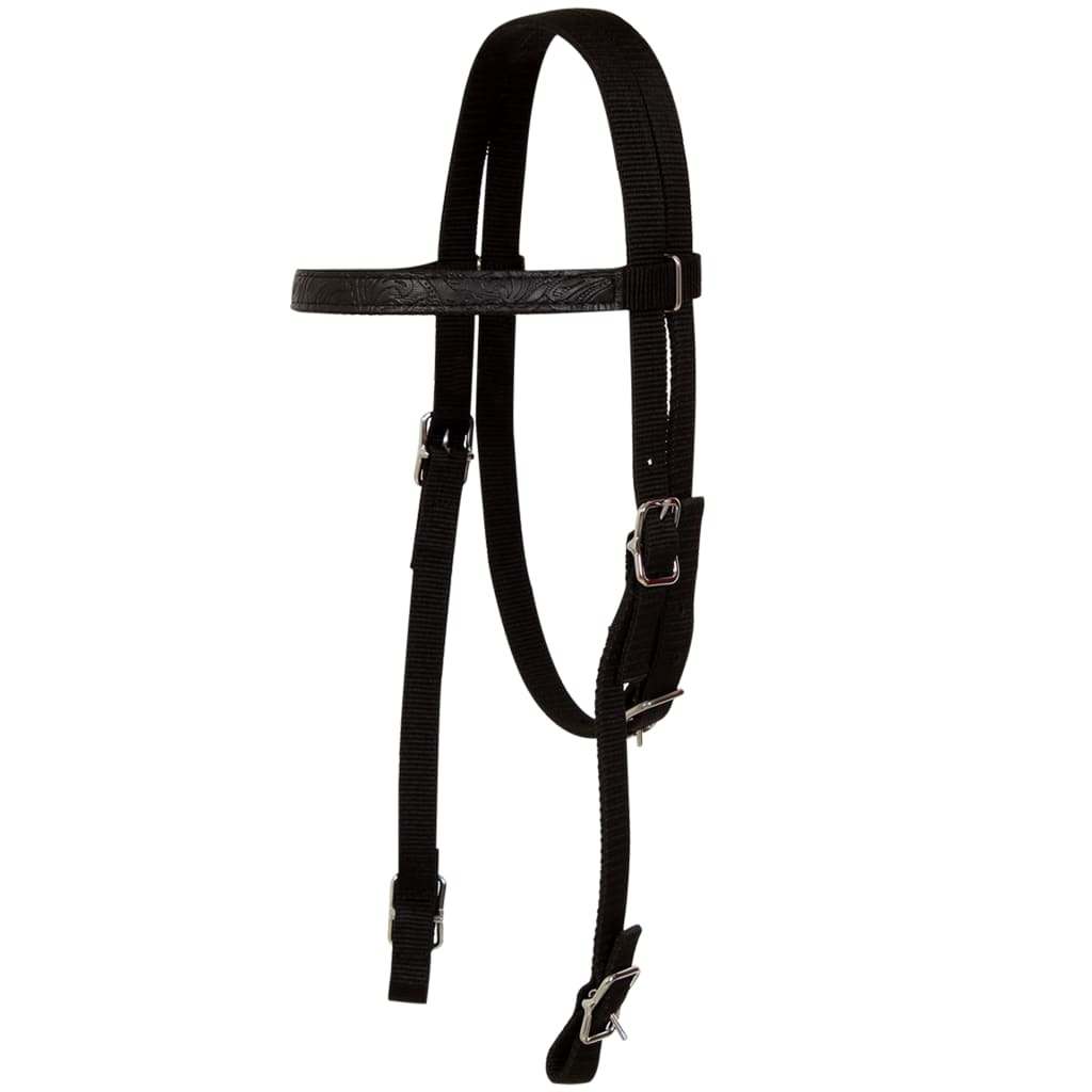 Western Saddle. Headstall&Breast Collar Real Leather 17" Black