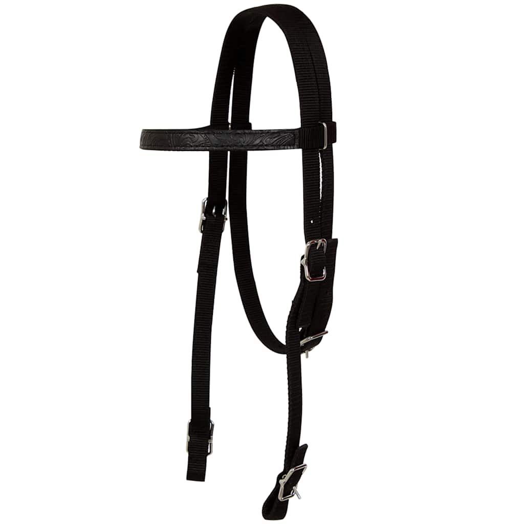 91354 vidaXL Western Saddle, Headstall&Breast Collar Real Leather 17" Black