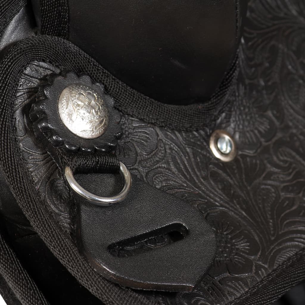 Western Saddle. Headstall&Breast Collar Real Leather 17" Black