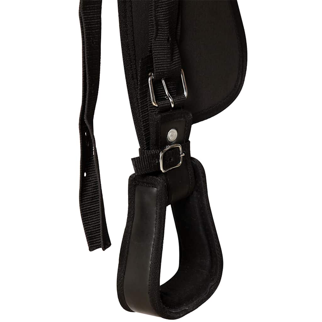 91354 vidaXL Western Saddle, Headstall&Breast Collar Real Leather 17" Black
