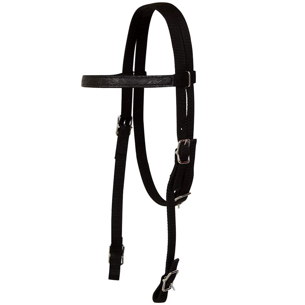 91356 vidaXL Western Saddle, Headstall&Breast Collar Real Leather 13" Black
