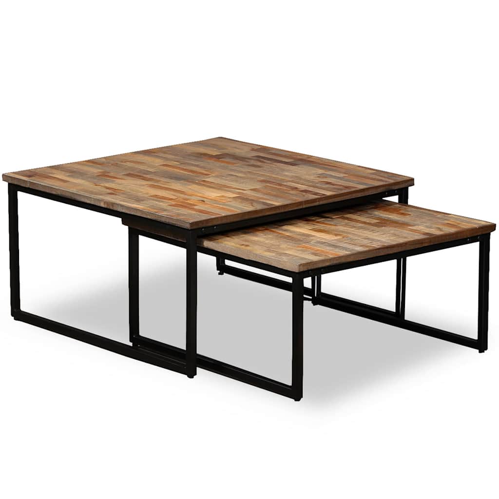 245406 vidaXL Nesting Coffee Table Set 2 Pieces Solid Reclaimed Teak