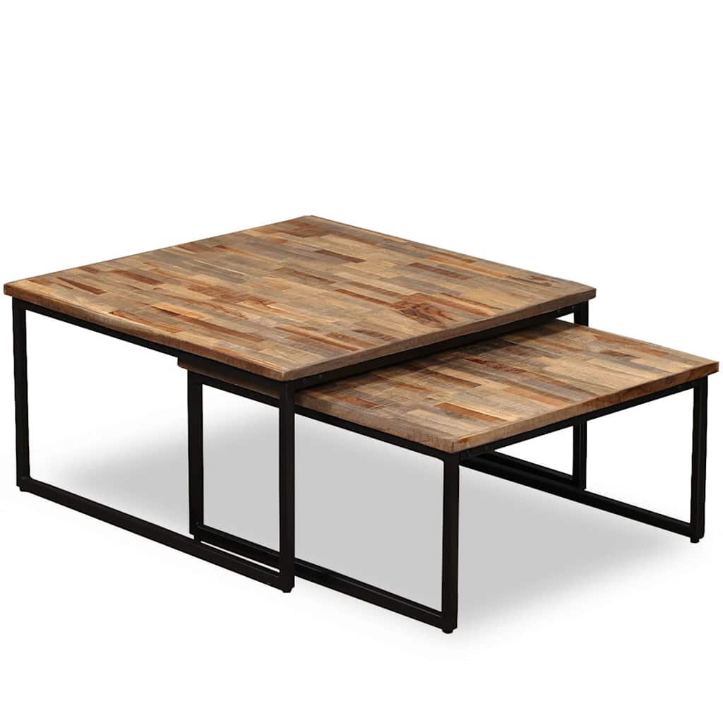 245406 vidaXL Nesting Coffee Table Set 2 Pieces Solid Reclaimed Teak