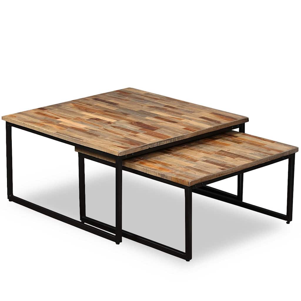 245406 vidaXL Nesting Coffee Table Set 2 Pieces Solid Reclaimed Teak