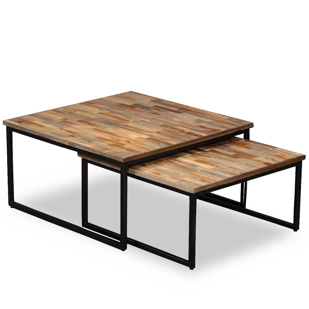 245406 vidaXL Nesting Coffee Table Set 2 Pieces Solid Reclaimed Teak