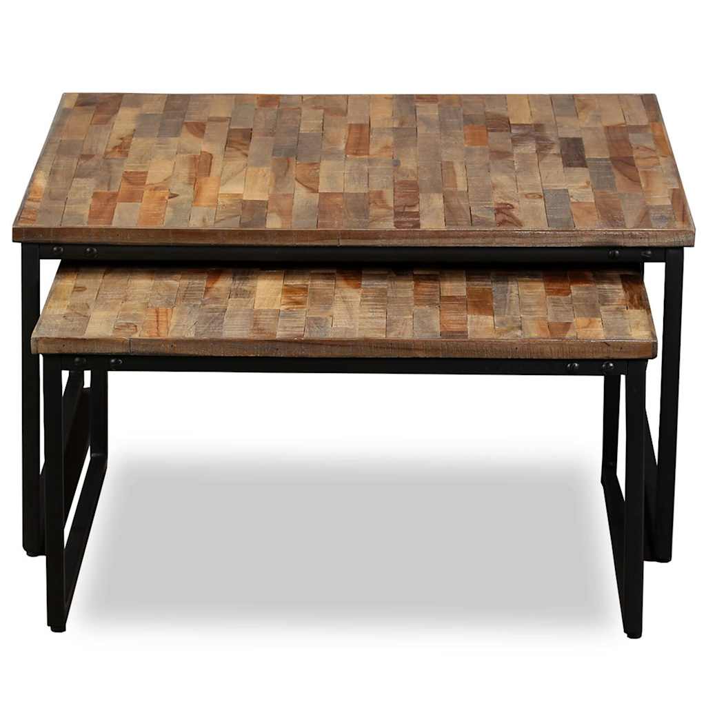 245406 vidaXL Nesting Coffee Table Set 2 Pieces Solid Reclaimed Teak