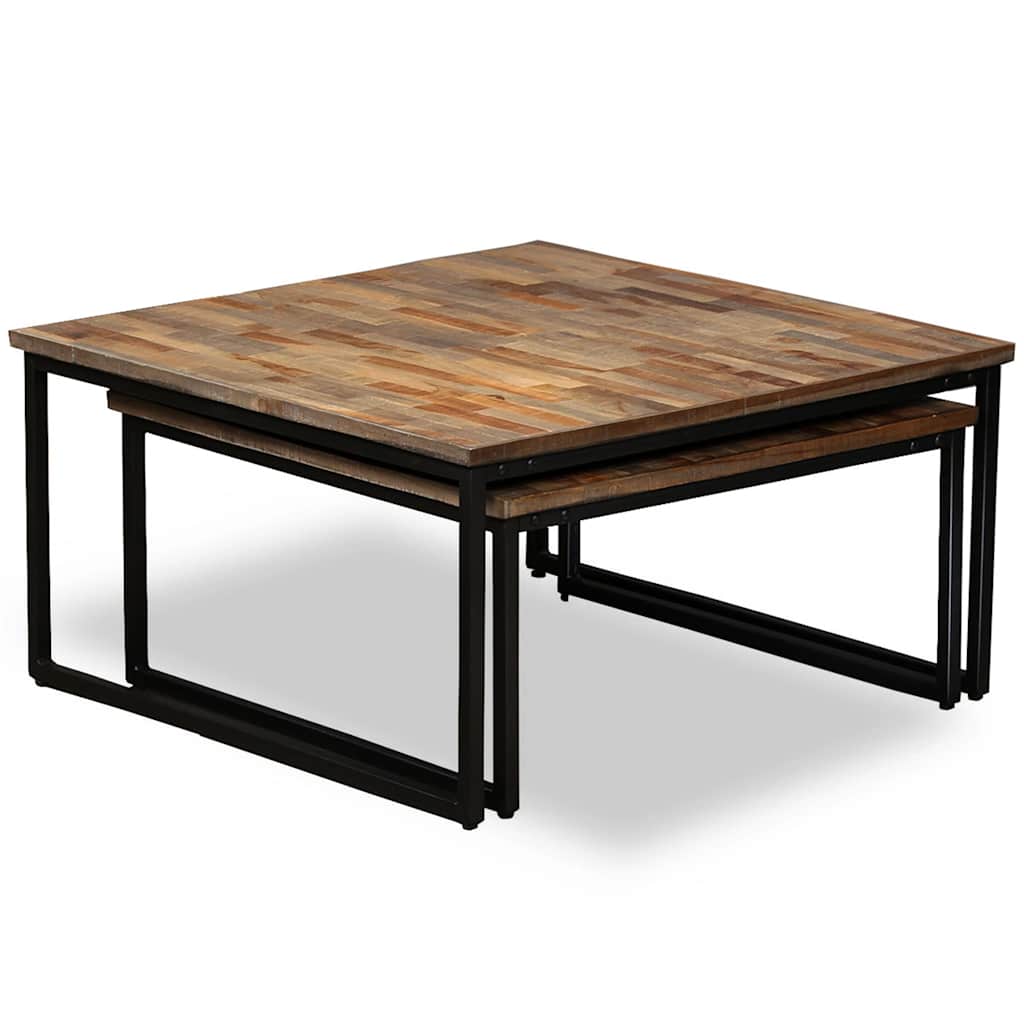245406 vidaXL Nesting Coffee Table Set 2 Pieces Solid Reclaimed Teak