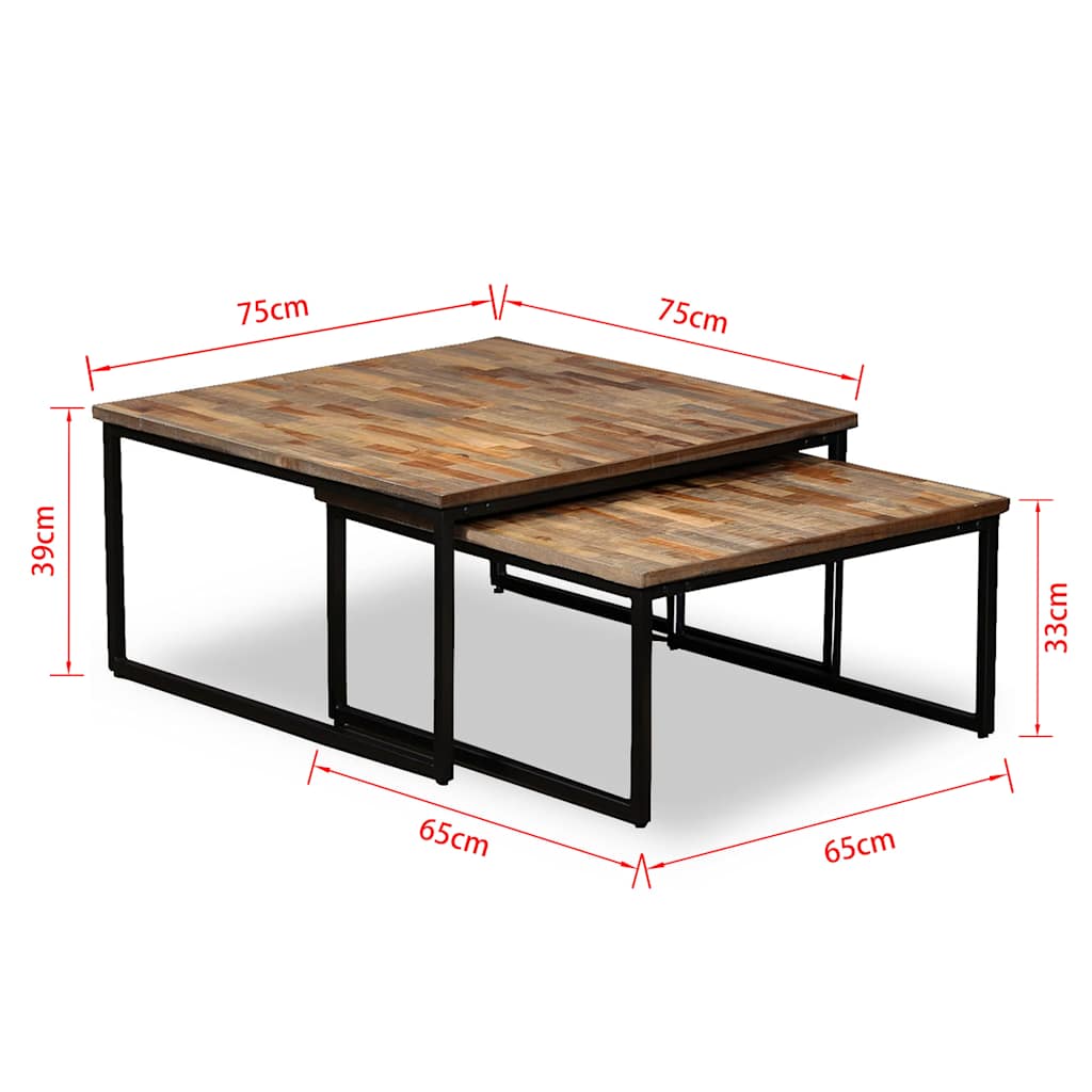 245406 vidaXL Nesting Coffee Table Set 2 Pieces Solid Reclaimed Teak
