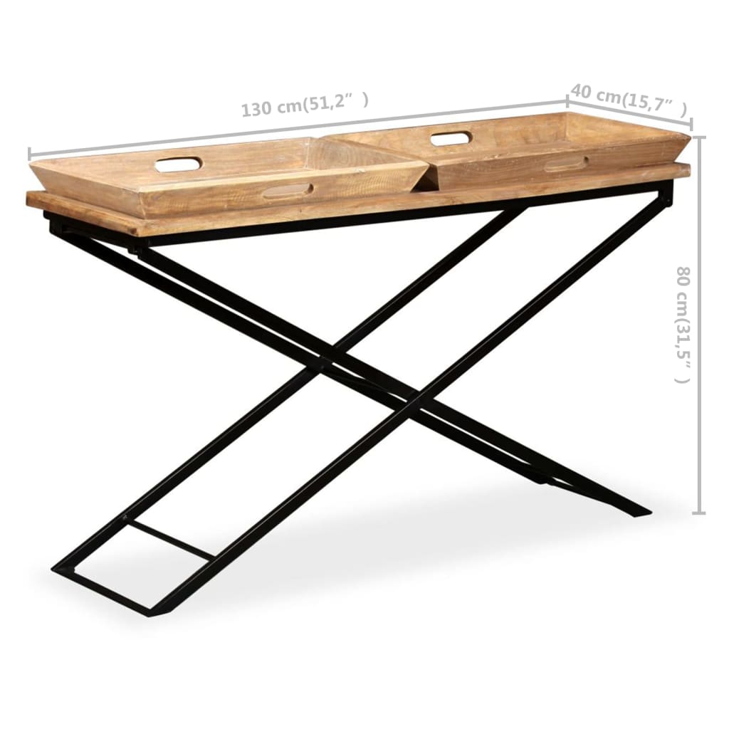 244897 vidaXL Console Table Solid Mango Wood 130x40x80 cm