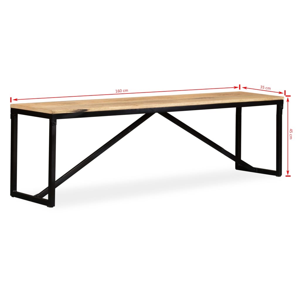 vidaXL Bench Solid Mango Wood 160x35x45 cm