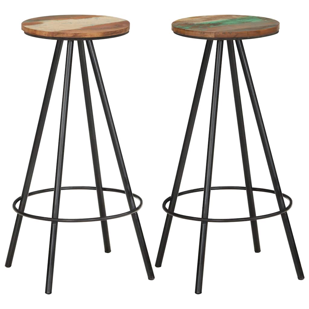 Bar Stools 2 pcs Solid Reclaimed Wood
