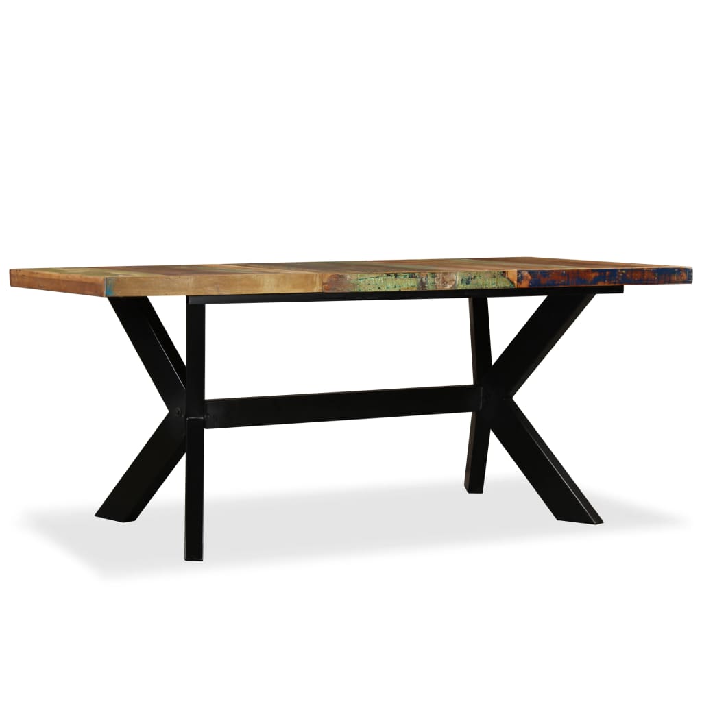 vidaXL Dining Table Solid Reclaimed Wood and Steel Cross 180 cm