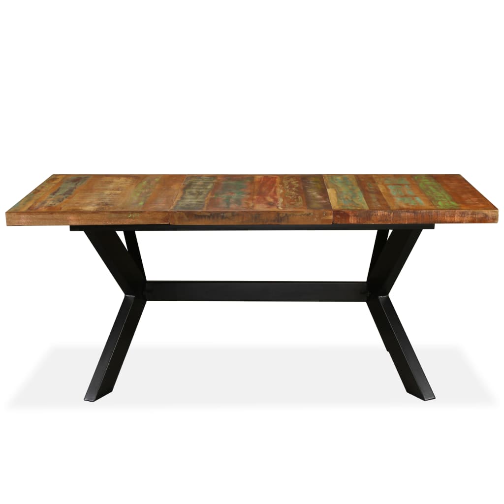 vidaXL Dining Table Solid Reclaimed Wood and Steel Cross 180 cm