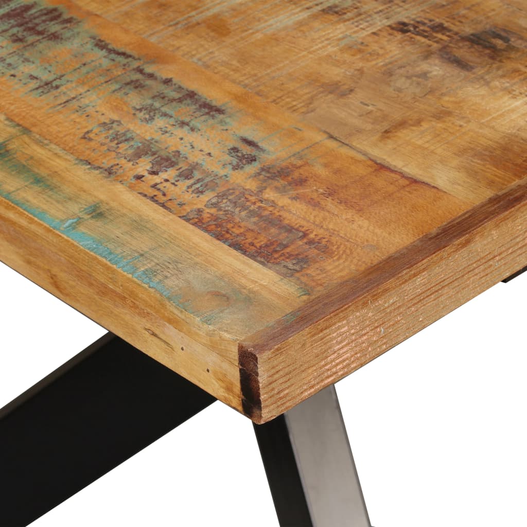 vidaXL Dining Table Solid Reclaimed Wood and Steel Cross 180 cm