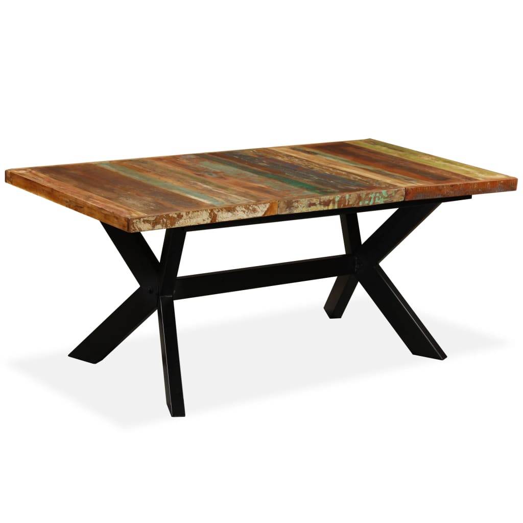 vidaXL Dining Table Solid Reclaimed Wood and Steel Cross 180 cm