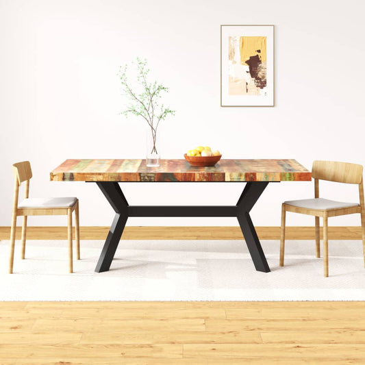 vidaXL Dining Table Solid Reclaimed Wood and Steel Cross 180 cm