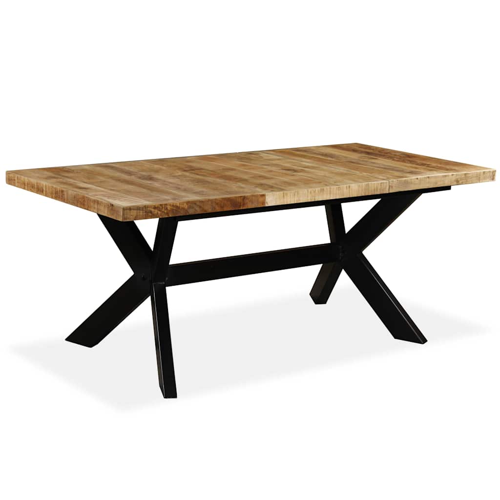 244805 vidaXL Dining Table Solid Mango Wood and Steel Cross 180 cm