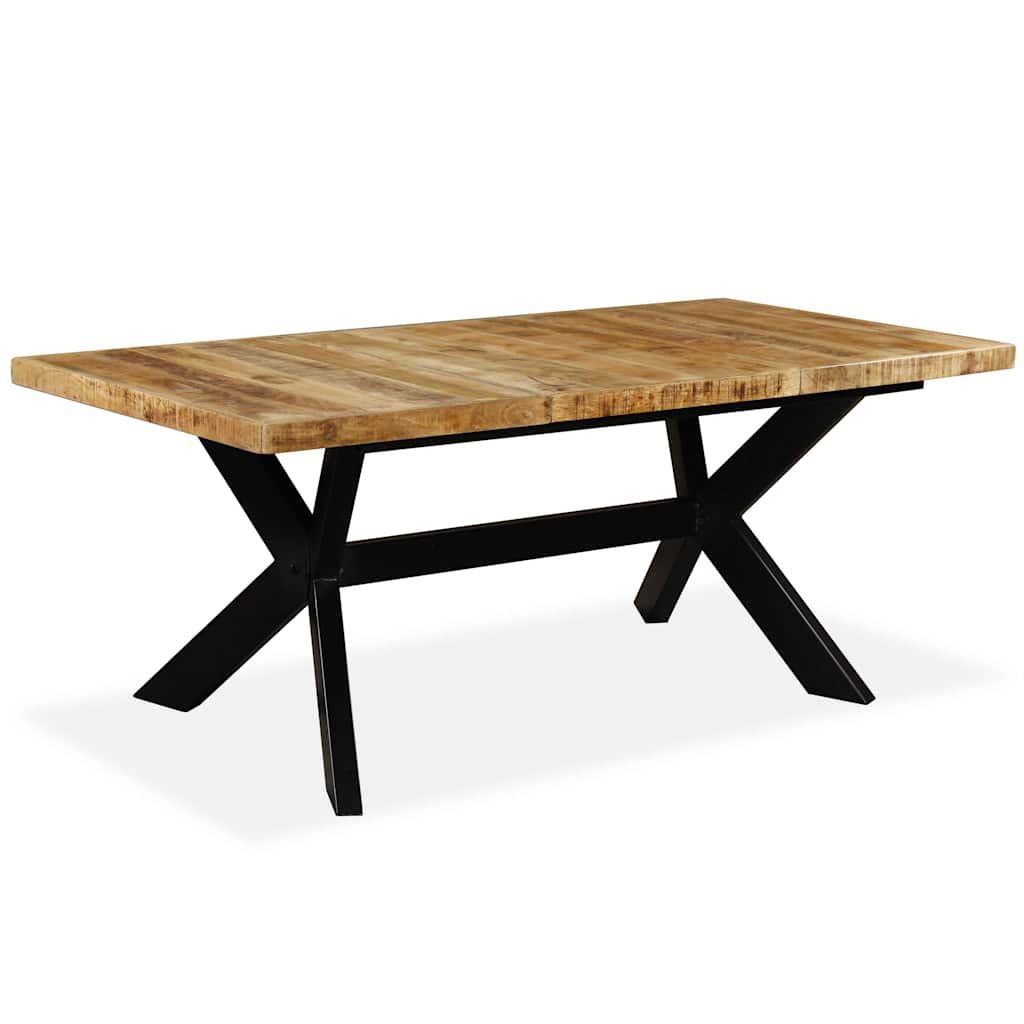 244805 vidaXL Dining Table Solid Mango Wood and Steel Cross 180 cm