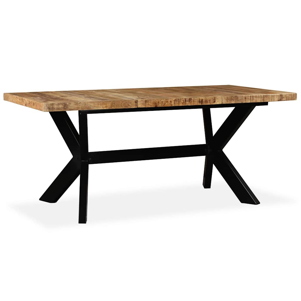 244805 vidaXL Dining Table Solid Mango Wood and Steel Cross 180 cm