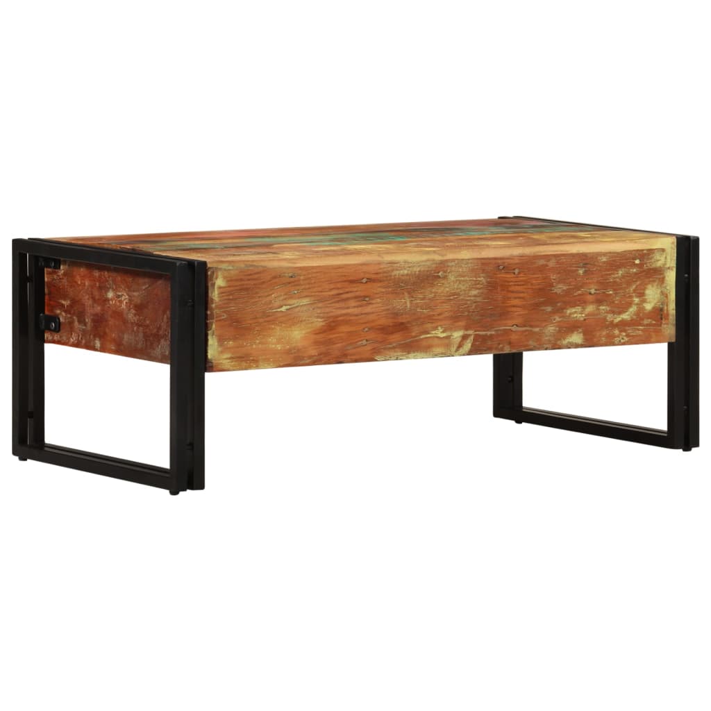244941 vidaXL Coffee Table with 3 Drawers Solid Reclaimed Wood 100x50x35 cm