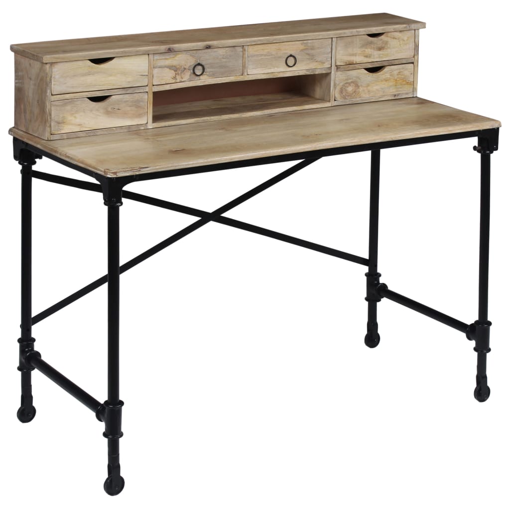 244947 vidaXL Writing Desk Solid Mango Wood and Steel 110x50x96 cm