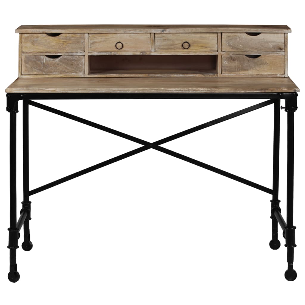 vidaXL Writing Desk Solid Mango Wood and Steel 110x50x96 cm