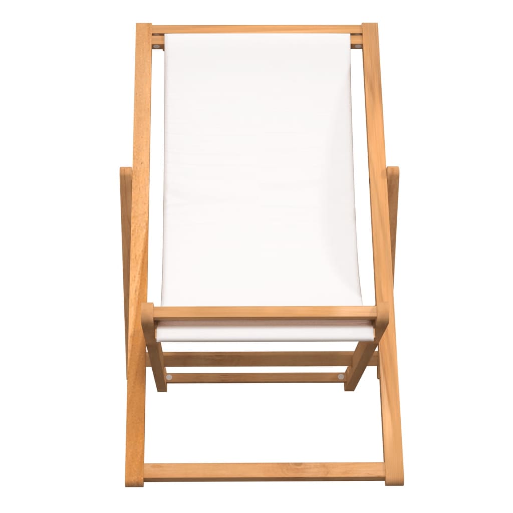 Ligstoel Teak 56x105x96 cm Crème