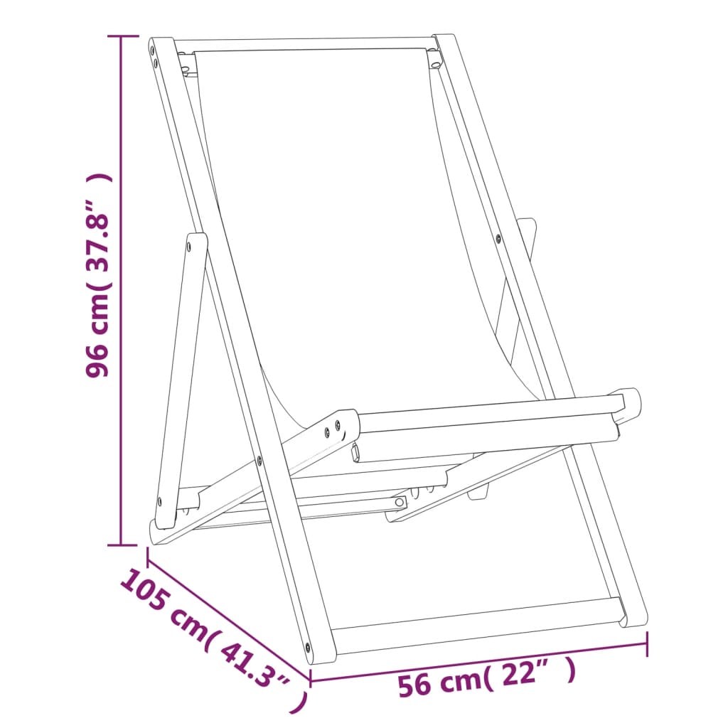 Ligstoel Teak 56x105x96 cm Crème