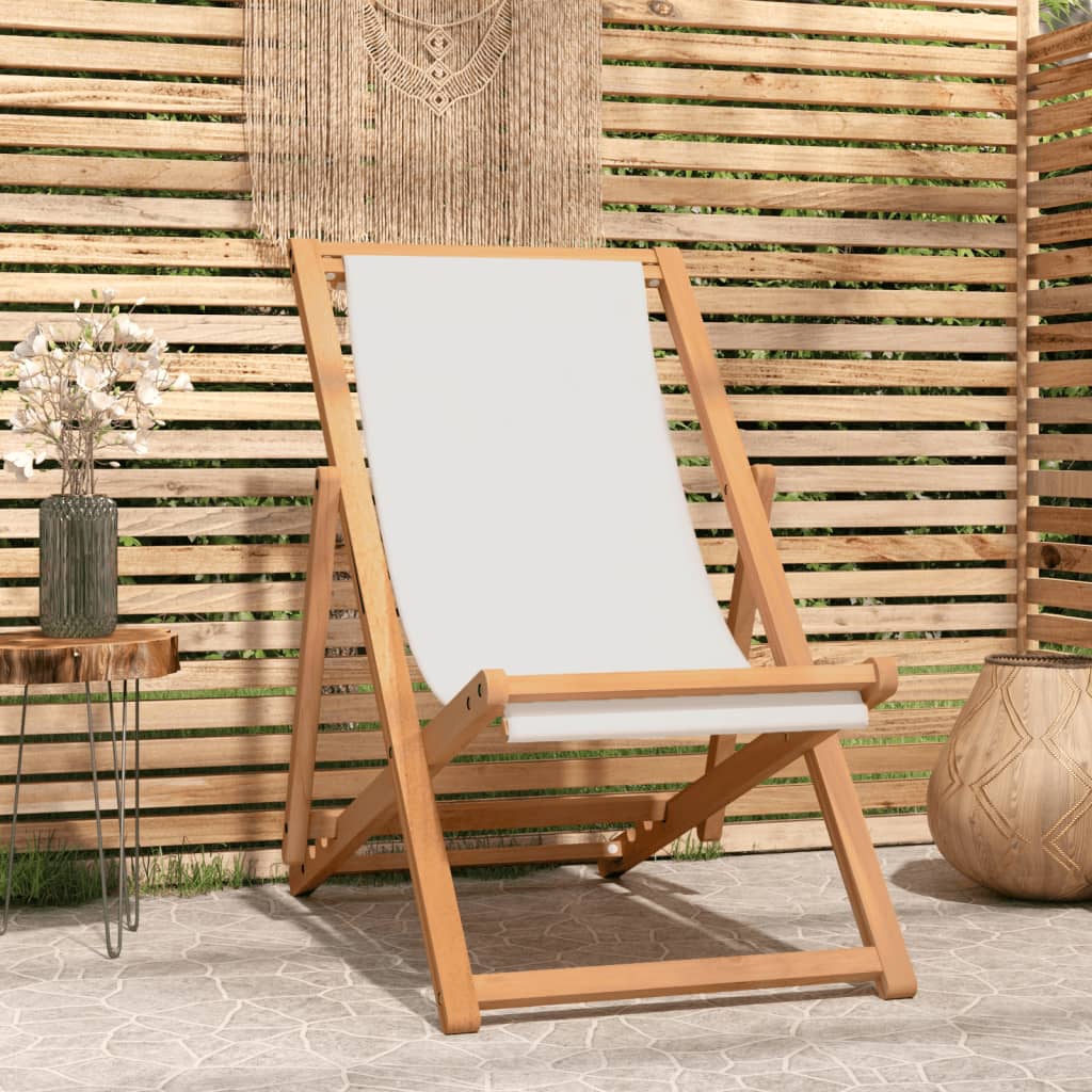 Ligstoel Teak 56x105x96 cm Crème