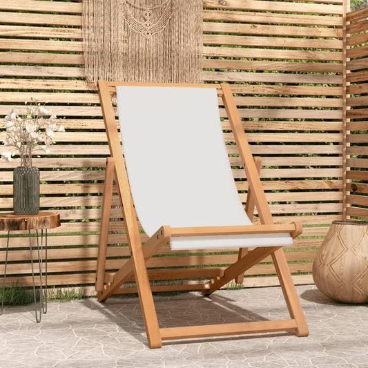 vidaXL Deck Chair Teak 56x105x96 cm Cream