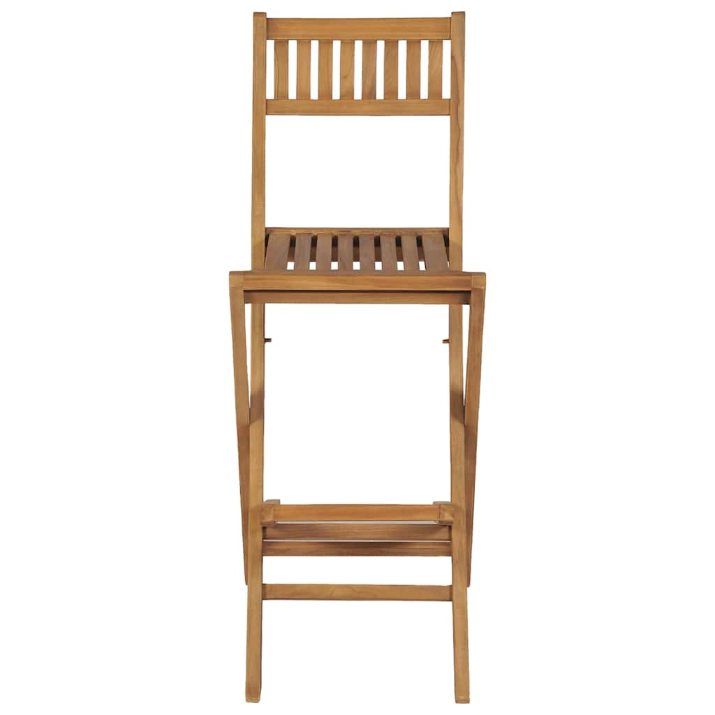 Folding Outdoor Bar Stools 2 pcs Solid Teak Wood