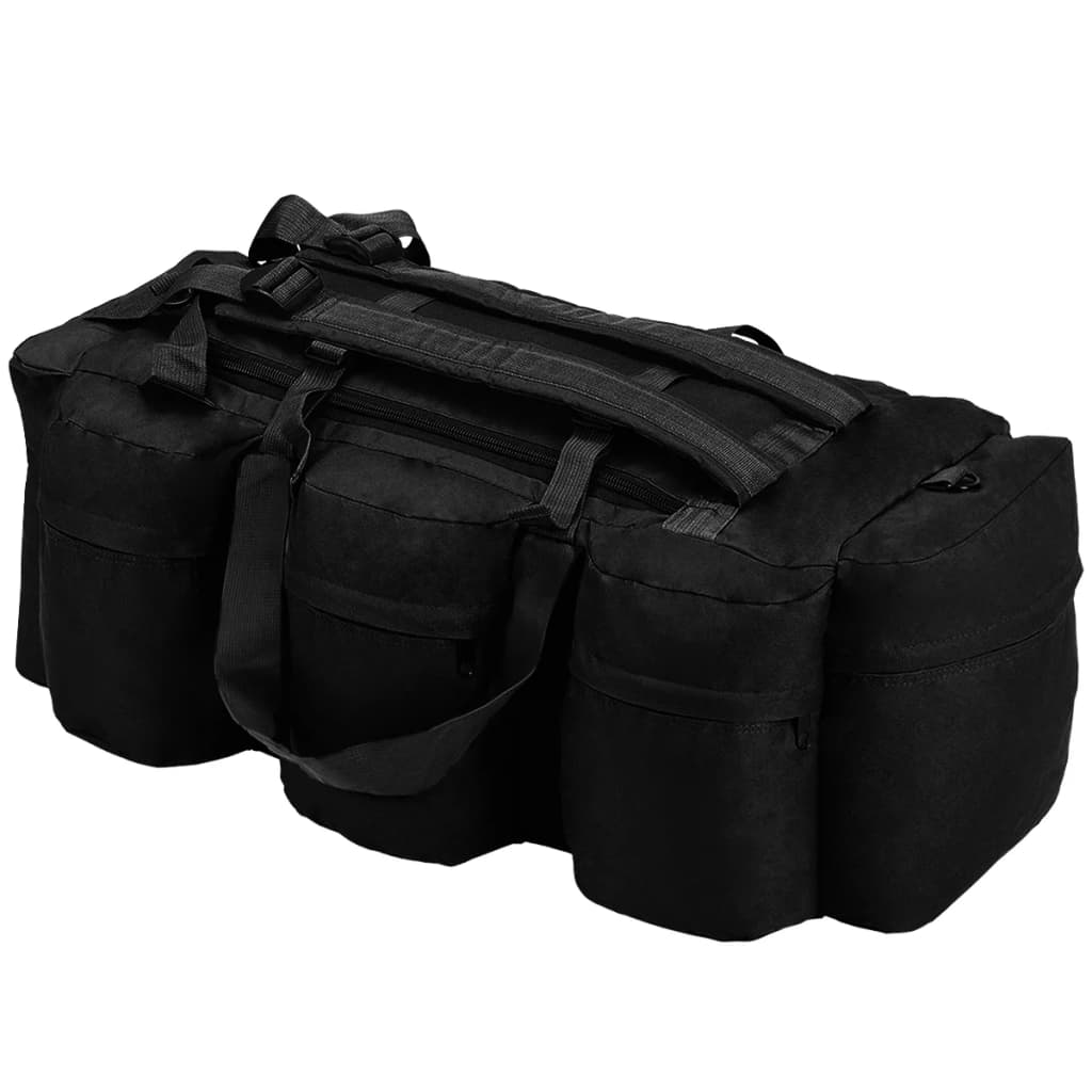 vidaXL 3-in-1 Army-Style Duffel Bag 90 L Black